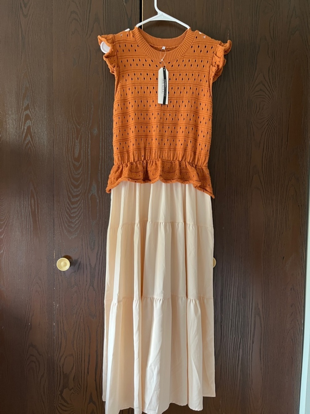 Saukole short sleeved maxi dress. Knit top and silky bottom. Size M. NWT